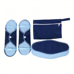 8 serviettes menstruelles réutilisables en tissu, lavables, portables, pliables, respirantes, pour des soins menstruels confortables, pour les voyages et l'usage quotidien - Product Image 1
