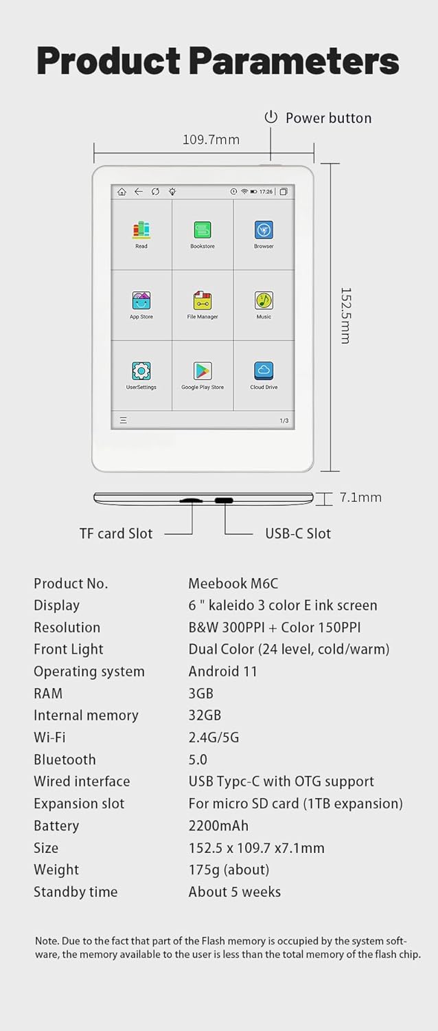 Super Cheap 6 Inch Meebook M6C E-Reader Tablet, Android 11, 3GB