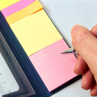 Règle pliable avec bloc-notes adhésif, onglets d'index multicolores, bloc-notes mémo, logo personnalisé, papeterie promotionnelle pour le bureau et l'école, feuilles détachables
