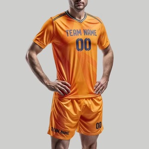 Ensemble d'uniformes de football personnalisés pour hommes, col en V, manches courtes, imprimé numérique, respirant, nom d'équipe 3D, séchage rapide, polyester, coupe classique - Product Image 3
