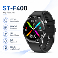 Jam Tangan Pintar ST F400 Sport Unisex Pelacak Kebugaran Pemantau Tidur Kompas Tali Logam IP67 Layar Sentuh Penuh Pengisian Daya Cepat