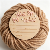 Panneau d'annonce de naissance « Hello World » pour nouveau-né, lettres 3D, nœuds et étoiles, accessoire photo pour bébé