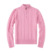 Pull en maille de coton pour homme, col zippé, style décontracté de luxe, personnalisé, broderie polo, idéal pour l'hiver