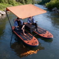 Planche à pagaie gonflable double couverte portable, catamaran à pédales, rangement facile, E-catamaran, planche à pagaie, bateau de pêche pour débutants