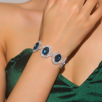 Bracelet ovale noir en diamant d'eau scintillant pour femme, idéal pour les fêtes et comme cadeau, vente en gros