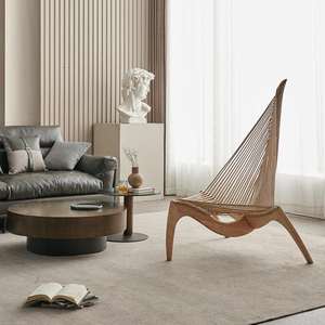 Fauteuil d'armonica en bois d'acacia massif fait main avec <span class=keywords><strong>corde</strong></span> marine tressée, chaise longue scandinave moderne - Product Image 5