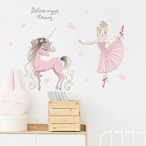 Papel Tapiz <span class=keywords><strong>de</strong></span> Princesa <span class=keywords><strong>de</strong></span> Ballet, Unicornio Rosa con Corona, Adhesivos Decorativos <span class=keywords><strong>para</strong></span> Dormitorio <span class=keywords><strong>de</strong></span> Niña, Decoración <span class=keywords><strong>de</strong></span> <span class=keywords><strong>Pared</strong></span> <span class=keywords><strong>de</strong></span> Ensueño - Product Image 1