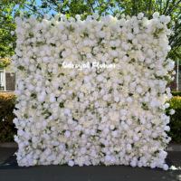 Mur de fleurs artificielles 3D roses blanches et hortensias pour événements, scènes, fêtes, anniversaires, mariages et décorations de mariage