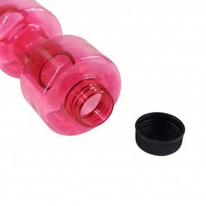Bouteilles d'eau écologiques en forme d'haltères de gym, bouteilles d'eau en plastique rose pour le sport avec logo personnalisé - Product Image 2
