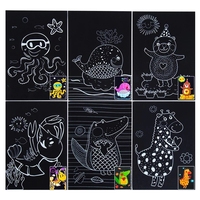 Jeu de cartes en papier pour colorier, peinture magique avec carreaux, dessin animé mignon, Zoo, mer, animaux, apprentissage de la peinture artistique pour enfants