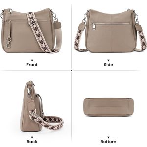   Sac bandoulière en cuir véritable style bohème pour femme, sac à main réglable - Product Image 2