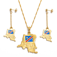 Ensemble de bijoux africains de la république démocratique du Congo, boucles d'oreilles, collier, pendentif en couleur or, pendentif ddrc