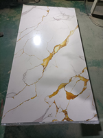Panneau mural SPC UV en marbre veiné or de luxe, haute brillance, résistant aux taches, pour hôtel, maison, mur de fond