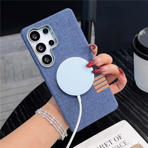 เคสโทรศัพท์ผ้าลินินแม่เหล็กแฟชั่นสำหรับ Samsung S25 S24 S23 Ultra Plus พร้อมกรอบเลนส์โลหะ ป้องกันการกระแทก - Product Image 3
