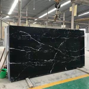 Modern Pure Black Quartz Slab with Elegant Thin Veining Luxury <b>Artificial</b> Marble Slabs for Commercial Projects - Product Image 4