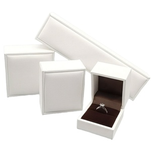 Custom Logo <b>White</b> Rectangle PU Leather Fashionable Jewelry <b>Box</b> for Rings Bracelets Studs for Retail Stores Christmas <b>Gifts</b> - Product Image 1