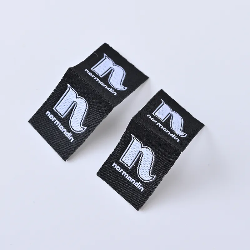 Wholesale Custom Famous Brand Name Logo Centerfold Machine Woven Damask Clothes Labels For Clothing