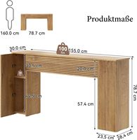 Table console côtelée effet bois rétro pour couloir, entrée, salon, avec 2 rangements, directement de l'usine