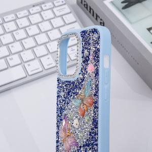 Coque de téléphone portable en diamant pour <span class=keywords><strong>iphone</strong></span> 15 14 13 Glitter Butterfly Girls Back Cover Fundas Protector De Celular Estuches Forro - Product Image 3