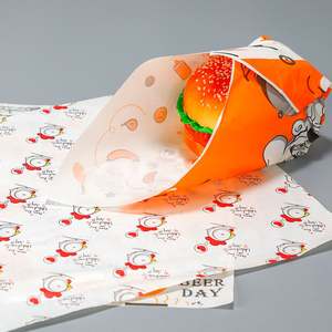 Papier d'emballage alimentaire anti-graisse avec logo personnalisé pour frites, hamburgers, gâteaux, sandwichs, revêtement PE - Product Image 6