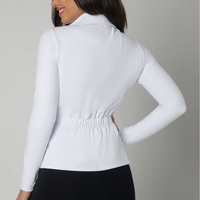Sweat-shirt à manches longues et à col rond pour femme, personnalisé, lourd, respirant, pour le yoga, le fitness, avec cordon de serrage, fermeture éclair, options grandes tailles