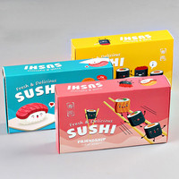 Boîte à desserts sushi, papier de qualité alimentaire imprimé personnalisé jetable, 50 pièces