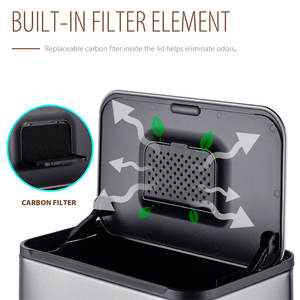 Cubo de <span class=keywords><strong>Basura</strong></span> de Acero Inoxidable de 5L con Dos Modos de Apertura de Tapa, Cuatro Patas y Filtro de Carbón - Product Image 5
