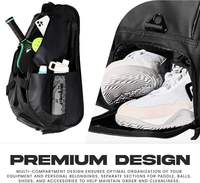 Sac à dos de sport professionnel avec poche dédiée pour chaussures, sac à dos de pickleball, imperméable et durable, adapté au cricket