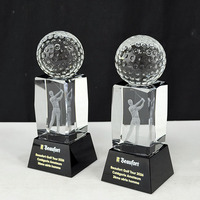 Trophées de golf en cristal sculpté en gros pour usines, récompenses et plaques de qualité pour compétitions sportives