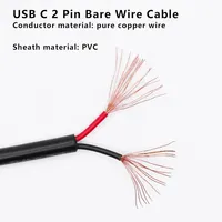 Câble d'alimentation USB-C vers 2 broches à extrémité ouverte, prise mâle USB Type-C à 90 degrés, câble pigtail 2 broches pour câble DIY USB Type-C 5V