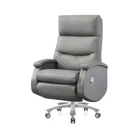 Fauteuil de Direction en Cuir avec Accoudoirs – Design Minimaliste Moderne, Piètement Métallique, Inclinable Électriquement, Confortable pour Longues Sessions, Pivotant