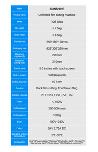SUNSHINE Y25 <span class=keywords><strong>ULTRA</strong></span> Temps illimités Machine de découpe de <span class=keywords><strong>film</strong></span> 12.9 pouces WiFi Fonctionnement tactile à dents bleues pour <span class=keywords><strong>film</strong></span> inférieur à 12.9 - Product Image 6