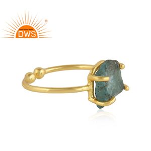Juego de puntas de piedras preciosas de apatita en bruto, anillo apilable chapado en oro de Plata de Ley 925, proveedor de joyas, Colección Vintage - Product Image 2