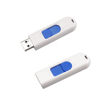 Flashdisk USB2.0 Plastik Murah Model Geser Retractable Dengan Lubang Tali Gantungan, Pendrive Logo Kustom, U Disk Tarik-Dorong untuk Hadiah