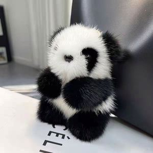 Fashion Cartoon Plush Pendant Panda Kawaii Plush Keychains Toys Stuffed Animal Toys Faux Mink Fur Panda Bag Charm Doll <b>Key</b> <b>Chain</b> - Product Image 3