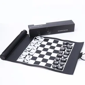 Rol mainan lipat luar ruangan menyenangkan anak-anak, set Chip Backgammon mewah papan catur