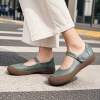 Chaussures plates en cuir beige de qualité supérieure personnalisées à bout arrondi pour le bureau et les trajets quotidiens, chaussures décontractées confortables pour femmes