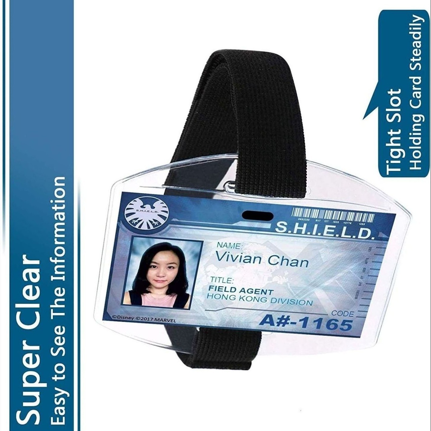 Hot Sale Employee ID Card Holder Badge PVC Id Card Case with Elastic Adjustable Buckle Satin Lanyards Arm Card Holder Image 2