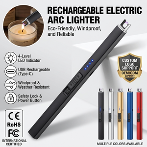 Accendino Elettrico USB Ricaricabile con Logo Personalizzato, Accendino al Plasma a Collo Lungo, Produzione OEM di Accendini Elettrici per Sigarette - Product Image 1