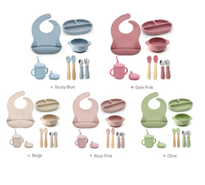 Tùy chỉnh sơ sinh BPA trẻ em Miễn phí đồ ăn Silicone Bộ đồ ăn bé ăn hút bát Silicone Tấm đặt - Product Image 5