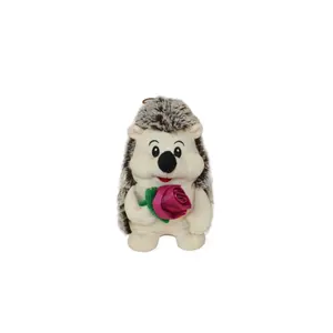 발렌타인 선물 사용자 정의 내구성 부드러운 박제 시뮬레이션 플러시 동물 갈색 고슴도치 인형 장난감 핑크 로즈