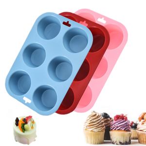 Moule à cupcakes 3D en silicone réutilisable pour la maison, sans BPA, écologique, 6 cavités, compatible four et lave-vaisselle - Product Image 1