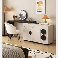 Table de maquillage en bois de style italien avec tiroirs, table de maquillage personnalisée blanche et noire de luxe pour filles avec miroir
