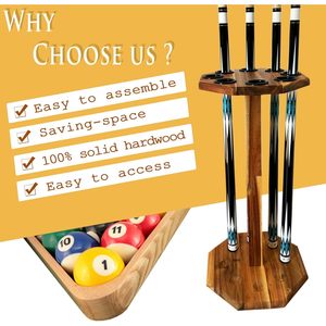 ที่วางไม้คิวบิลเลียดแบบตั้งพื้น GACCO BILLIARDS ทำจากไม้ สำหรับไม้คิว 8 ด้าม อุปกรณ์เสริมโต๊ะพูล - Product Image 3
