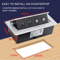 Prises de courant escamotables encastrées Sevilo CE avec 3/4 prises auto-mise à la terre pour bureau/table