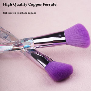 โลโก้ที่กําหนดเองขายส่งเครื่องสําอางเครื่องมือหรูหราอัญมณี Dazzle Handle 10 ชิ้นพลาสติกสีม่วง Handle แปรงแต่งหน้าชุดเครื่องมือความงาม - Product Image 2