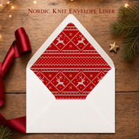 Enveloppes en papier à motif tricoté de Noël, motif rennes rouges et blancs, impression UV, 8 tailles (A7, A6, A2), cartes de vœux et d'invitation pour les fêtes