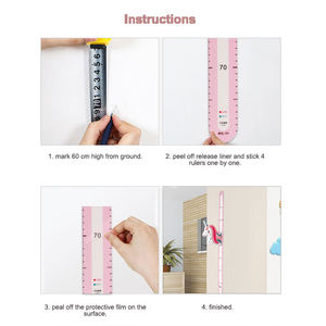 Trẻ Em Phòng Tường Tăng Trưởng Biểu Đồ Linh Hoạt Màu Hồng Kỳ Lân Nhựa Từ Chiều Cao Cai Trị Tự Dính Đo Cho Trẻ Em Của Chiều Cao - Product Image 2