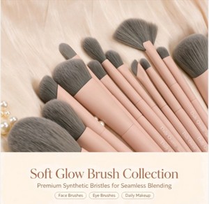 DailyQueen – Ensemble de 19 pinceaux de maquillage roses véganes, poils synthétiques doux, format voyage, pour fond de teint, <span class=keywords><strong>crayon</strong></span> à sourcils et estompage - Product Image 2