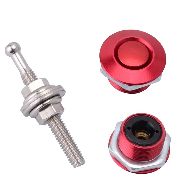 25mm/1.25" Push Button Billet Engine Hoods Pins Lock Clip Kit Universal Aluminum Engine Bonnets Lock Car Quick Latch